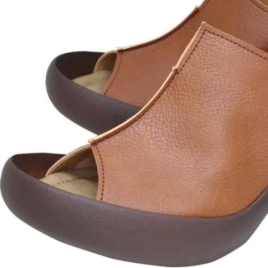 Sandals RC Easy Series French Wedge Heel Cover Sandals Slide 7cm Heel Easy to Wear Comfort Made in Japan Brown cm 3E [Regetta Canoe] CJFH-808 Women's