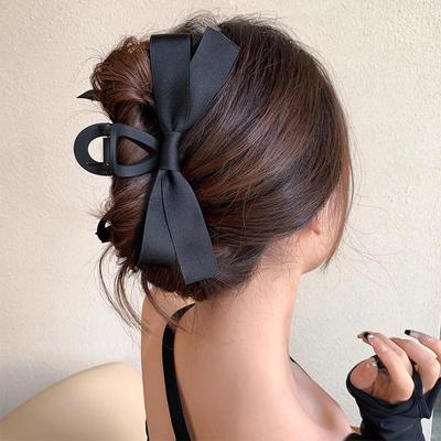 Women's Retro Bow Grip Clip Ponytail Braid Elegant Hair Clip Mesh Hair Claw Clip Fashion Hair Card Hair Accessories
