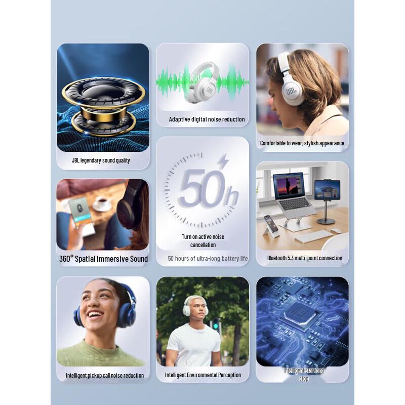 JBL LIVE770NC Adaptive Active Noise Cancelling Bluetooth Headphones