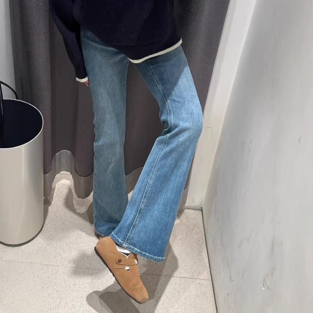 

Цементно-серые джинсы микро-клеш с высокой посадкой для женщин - Утягивающие, эластичные, для миниатюрных (Осень/Зима 2024) S: Height 155-165CM (75-90 lbs)