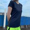 Nike Dri-Fit Breathable Casual Crew Neck Short Sleeve T-Shirt Women Tops Blue Black 811241-440