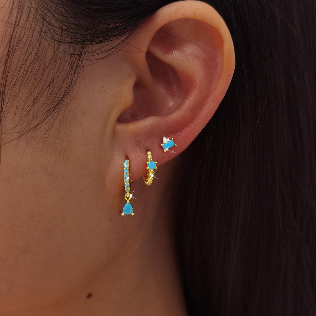 Sada 3 kusů nerezových kruhových náušnic pro ženy Luxusní zirkonový krystal Huggie Květina Kapka vody Piercing Náušnice Svatba Šperky