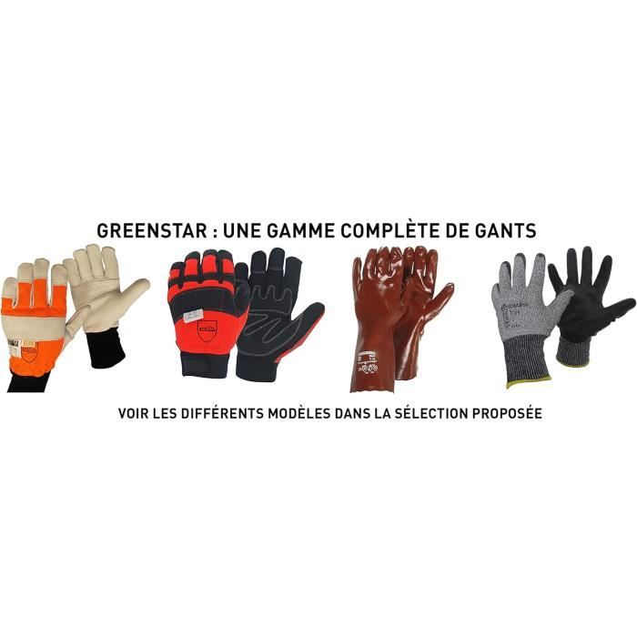 Greenstar - Gants Tronçonneuse - Gants Demi-Saison Spécial Travaux de Tronçonnage - Protection Dos de la Main Gauche - Taille 10