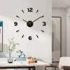 Digital Clock Wall Clock Simple 3D Three-dimensional Home Decoration Wall Clock Personalized Punch-free Wall Clock