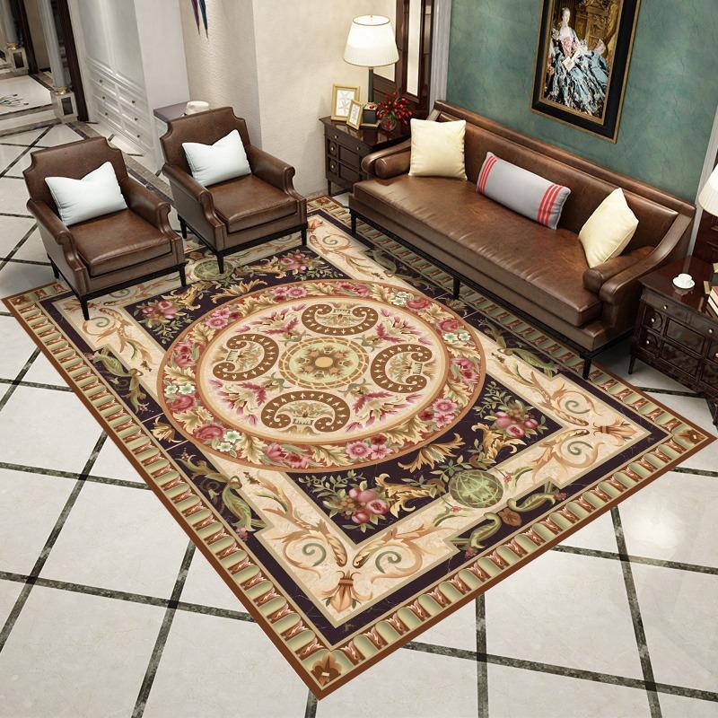 European Classical Carpet Home Printing Living Room Coffee Table Carpet Classical Study Floor Mat Bedroom Bedside Blanket Rug