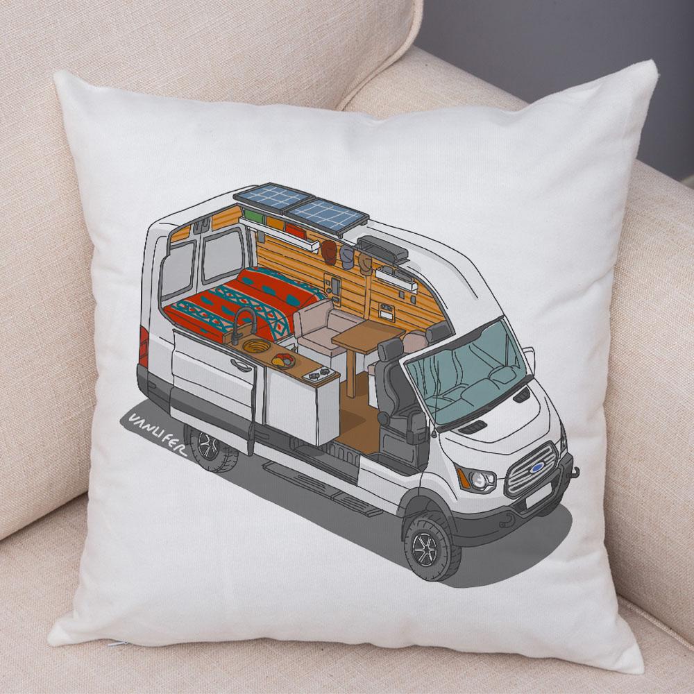Cartoon Camping Pillowcase Decoration Travel Car Cushion Cover Pillowcase Suitable for Sofa Home Children's Room
