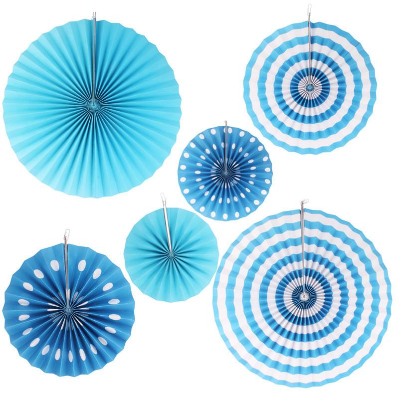 Vibrant Set Of 6 Paper Fans For Party Decoration And Atmosphere Enhancement