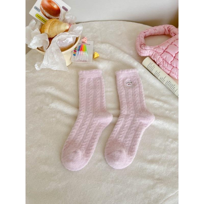 Female Winter Plus Velvet Plus Warm Lovely Cartoon Home Sleeping Floor Tube Socks