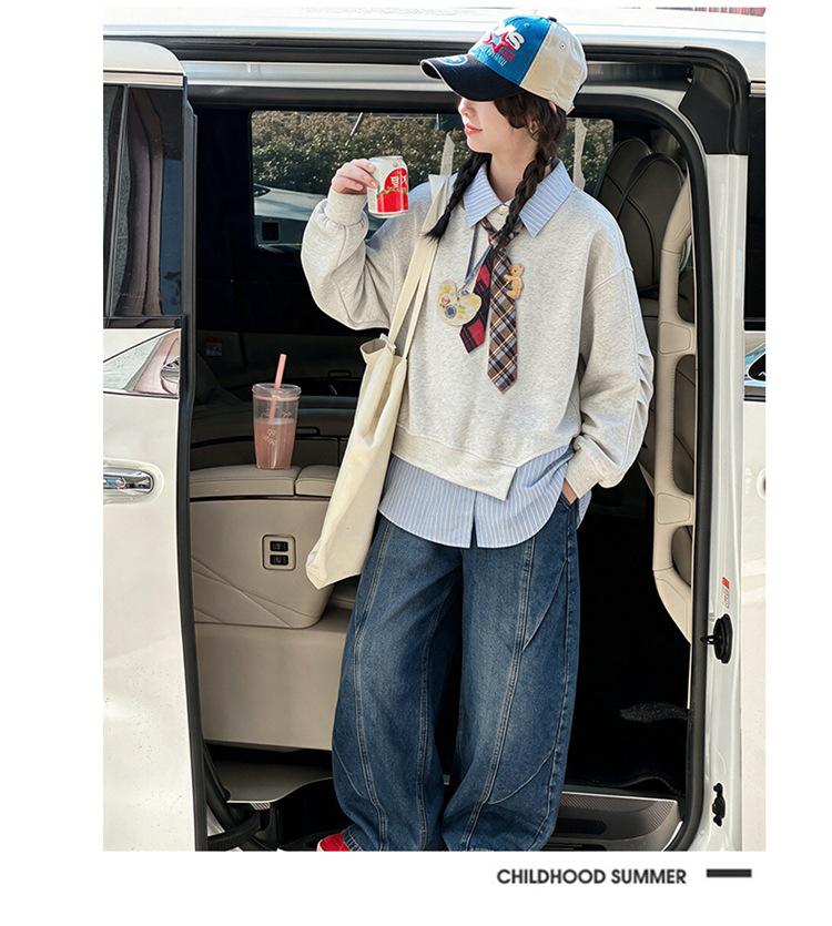 Girls' Faux Two-Piece Lapel Hoodie - Spring/Autumn 2026 New Style for Medium & Large Children