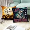 Nordic Halloween Pillow Cover Skull Pumpkin Head Print Cushion Cover Peach Skin Sofa Cushion Cover Home