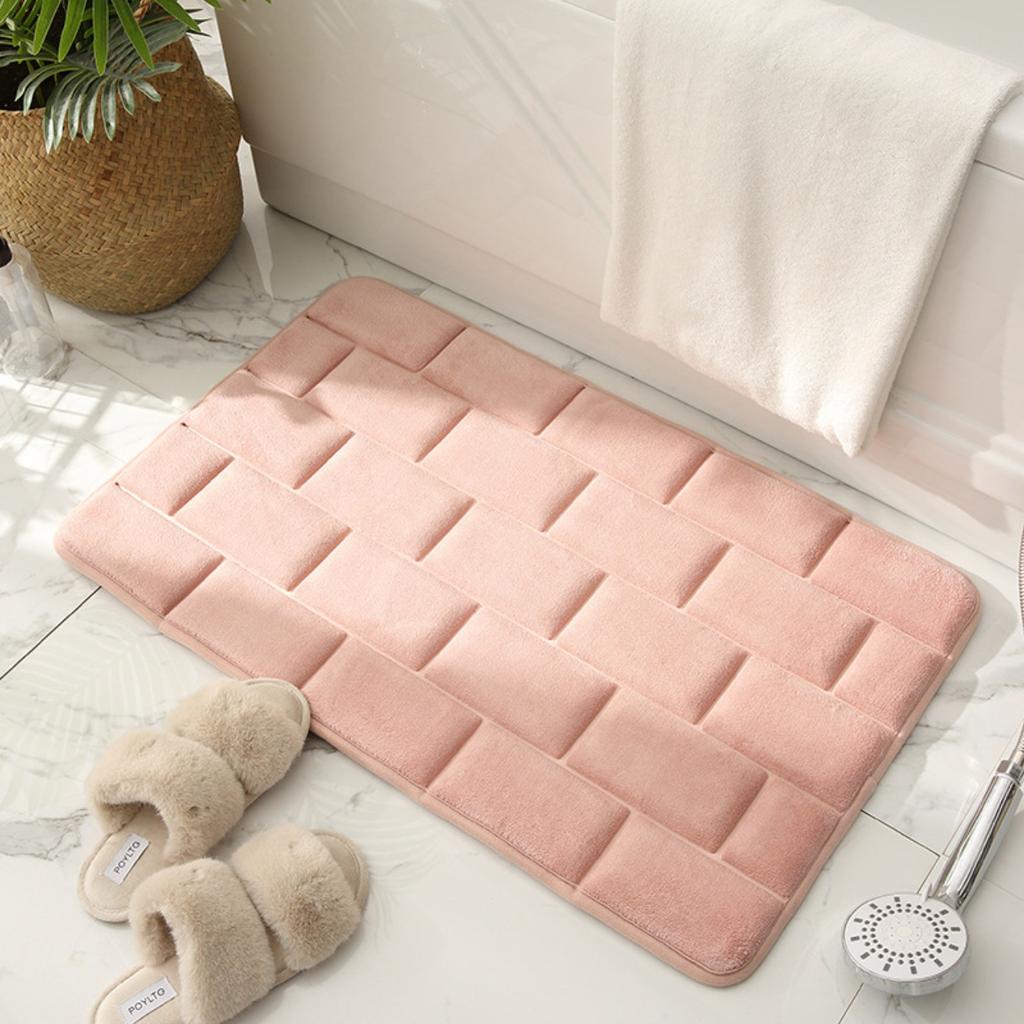Tile Pattern Embossing Bathroom Mat Bath Non-slip Carpets In Wash Basin Bathtub Side Floor Rug Shower Room Doormat Memory Foam 3D Pad