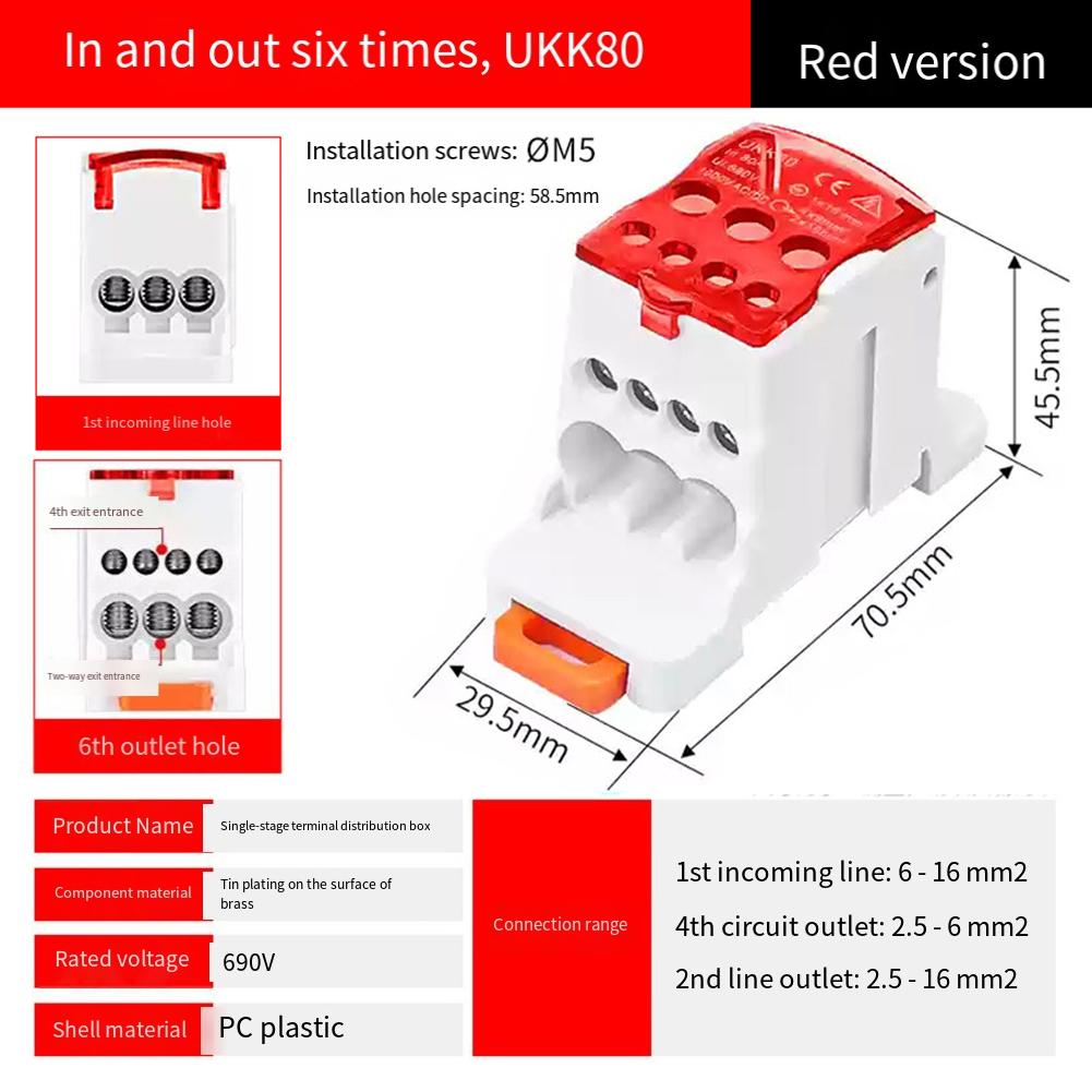 1PCS UKK80 Split Din Rail Terminal Block Junction Box Single - Pole Track - Type Junction Box Power Wire Electrical Connector