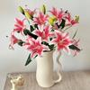 2 Heads Big Lily Artificial Flower Branch Simulation Decorative Bouquet Fake Lily Branch DIY Handmade Bouquet Wedding Decoration
