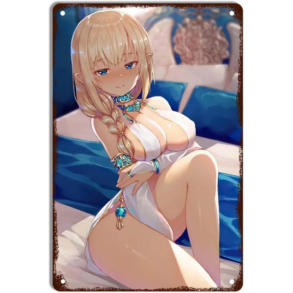 Vintage Anime Pinup Kawaii Girls Metal Tin Signs  Wall Posters Plaque for Man Cave Cafe Garage Club Bar  Retro Iron Painting