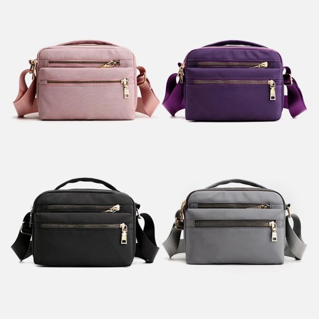 Women Waterproof Nylon Crossbody Shoulder Bags Casual Large Capacity Travel Clutch Bag Female Solid Color Multi-pocket Handbag