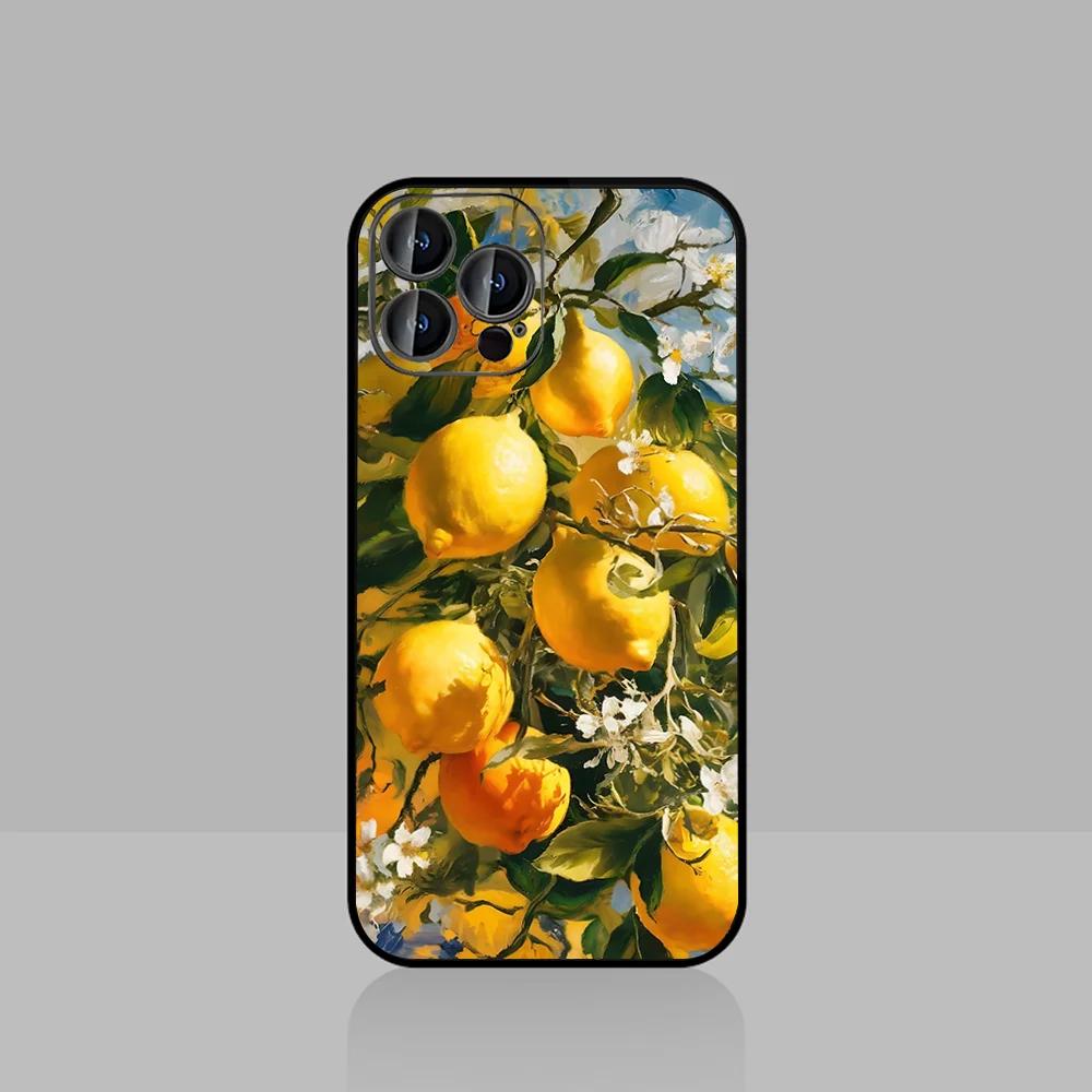 Cute Artistic Lemon Mobile Phone Case For iPhone 16 15 11 12 14 13 Pro Max Mini X XSMax XR 7 8 Plus SE4 16e Silica Covers Fundas