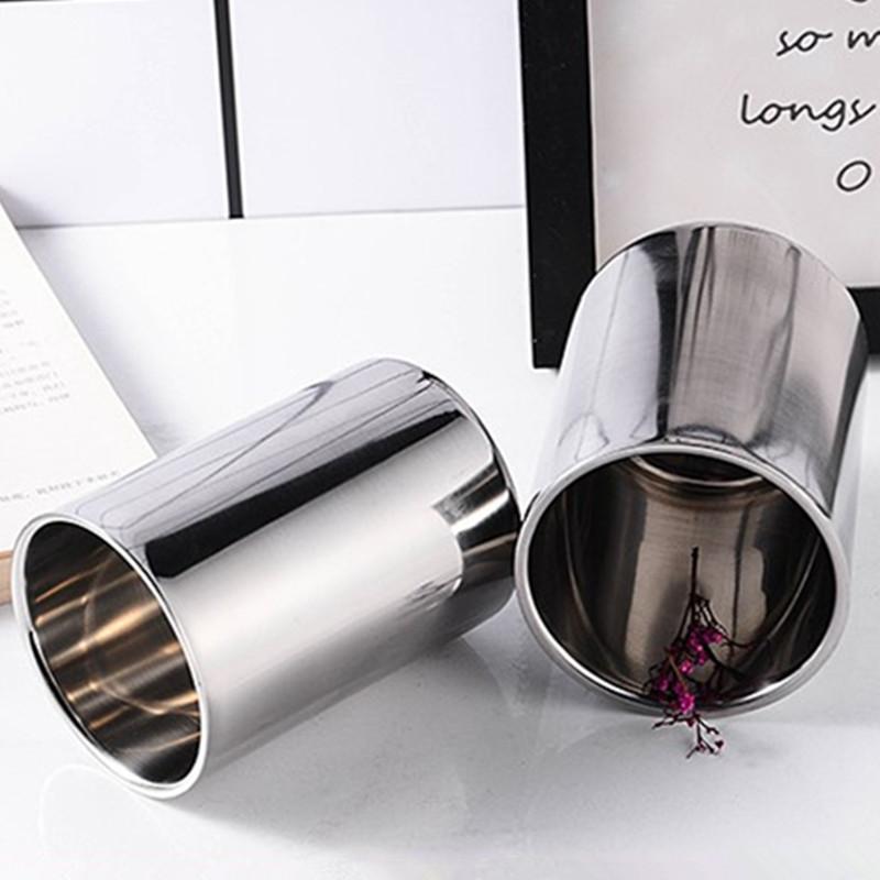 Stainless Steel Double Wall Silver Coffee Beer Mug Portable Travel Water Cup Tea Milk Mugs Drinkware 350ml/500ml