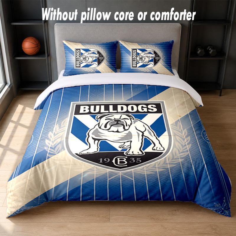 Canterbury-Bankstown Bulldogs Design Bed Bedding Set 1 Duvet Cover + 2 Pillowcases Soft Breathable Household Bed Linens