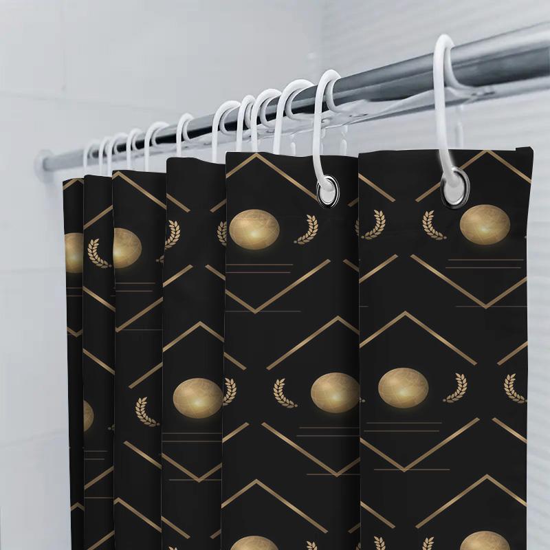 Golden Globe Geometric Shower Curtain Elegant Black Decorative Fabric Modern Home Bathroom Accessories Set