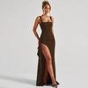 European and American INS Style Women's Evening Dress Long Dress 2026 Summer Fashionable Sexy Suspender Backless High Split Dress