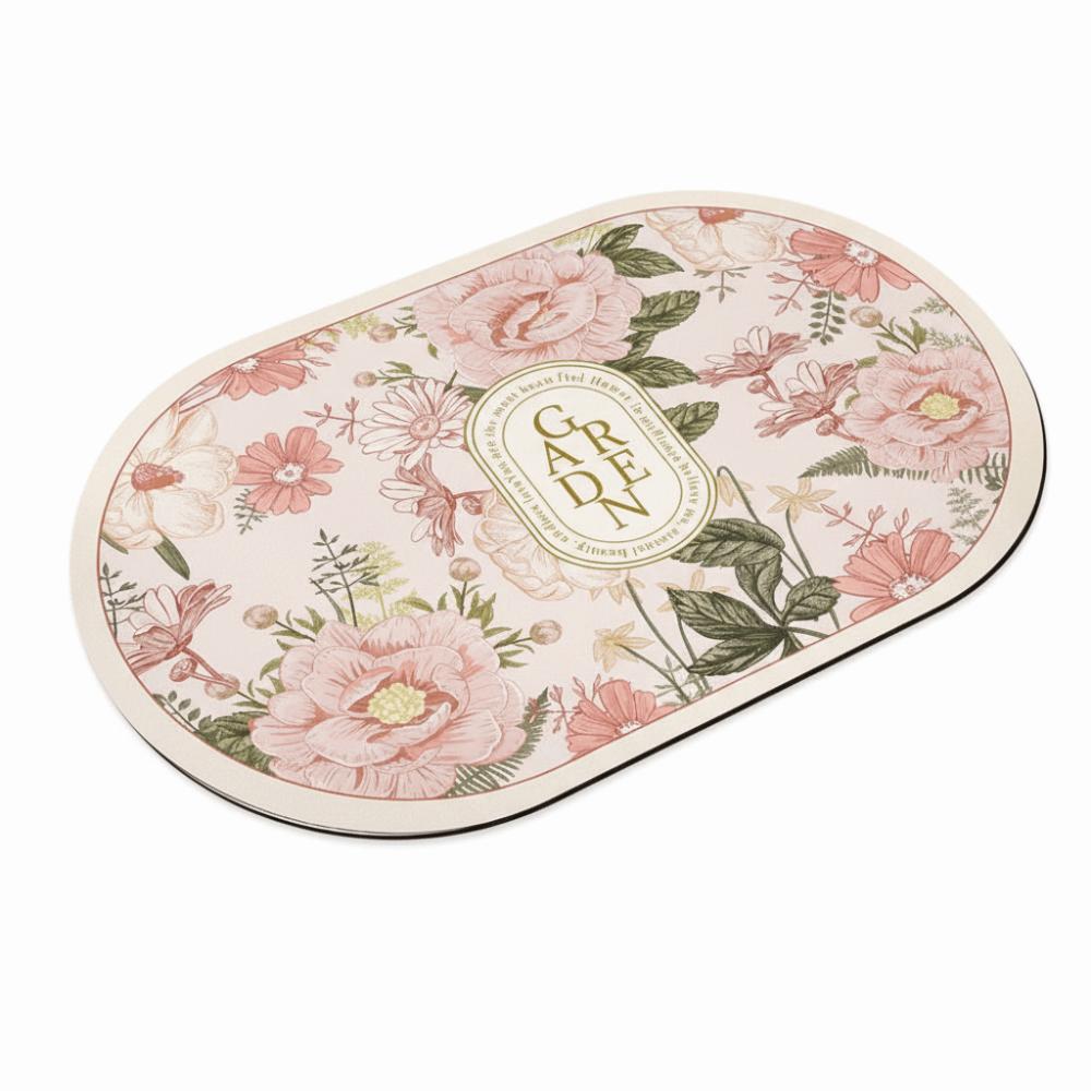 Elegant Absorberande Badrumsmatta Blommönster Halkskydd Dörrmatta Badrumsmatta Badrumsgolv