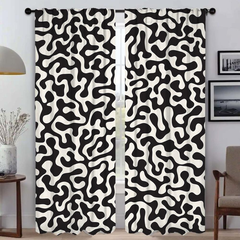 Black White Kitchen Curtains Living Room Curtain Halloween Decoration Partition Blinds Shades Home Interior Made Of Polyester Great Decor