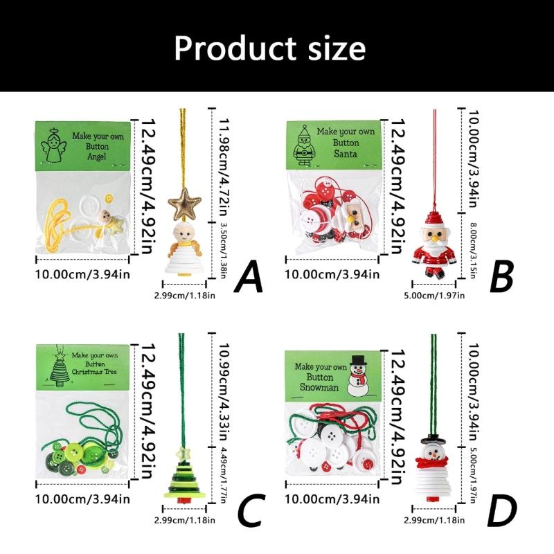 Plastic Button Craft Hanging Ornament Set For Kid Adult Art Craft Handmade Festival Gift Christmas Tree Decoration