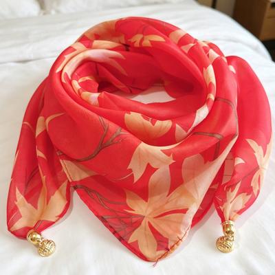 Damen Schal Pflanzen Blumenmuster Magnetische Metallschnalle Glatte Textur Schal Sonnenschutz Windschutz Kopftuch Strand Reise Zubehör