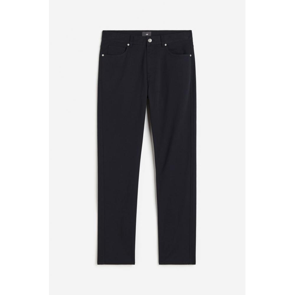 H M sliM Fit Cotton Twill Pants Navy Blue