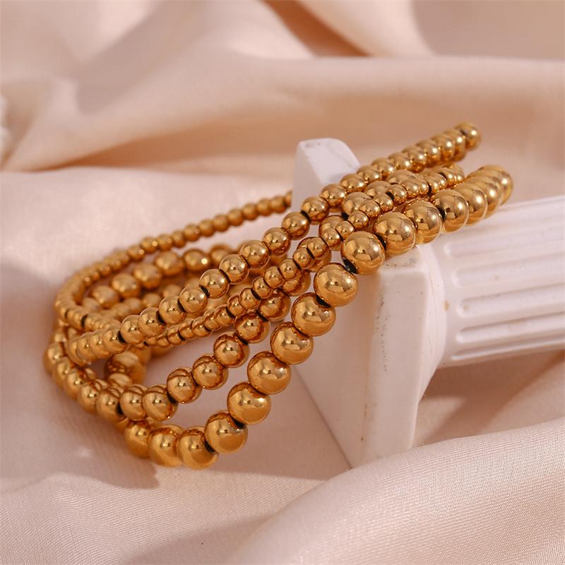 Simple Vintage Gold Silver Stainless Steel Elastic Bead Bracelet Punk Rock Style Party Accessories Jewelry