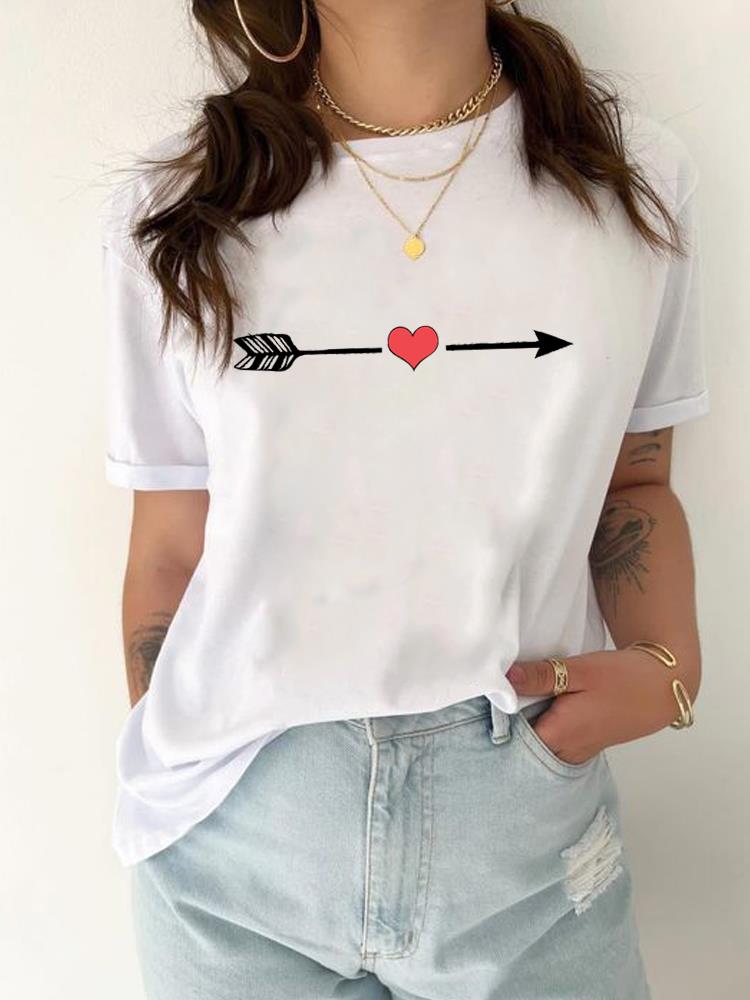 (Asijská velikost) Oblečení Tričko Tričko Akvarel Love Trend 90. léta Top Ženy Žena Potisk Móda Dámská Trička s krátkým rukávem Grafika