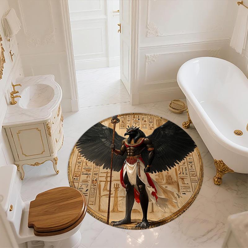 Ancient Egyptian Pattern  Round Area Rug,Carpet Rug for Living Room Bedroom Sofa Playroom Decor,Non-slip Floor Mat