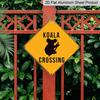 2D Flat 1pc, Vintage Koala Crossing Sign - Funny Warning Road Sign with Koala Crossing Xing Markings, Yellow Diamond Metal Caution Sign for