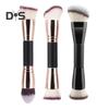 Doppelköpfiger Make-up-Pinsel, professionell, schräg, flache Oberseite, synthetische Kabuki-Grundlage, loses Puder, Rouge, Lidschatten, Kontur, Concealer, Mischkosmetik