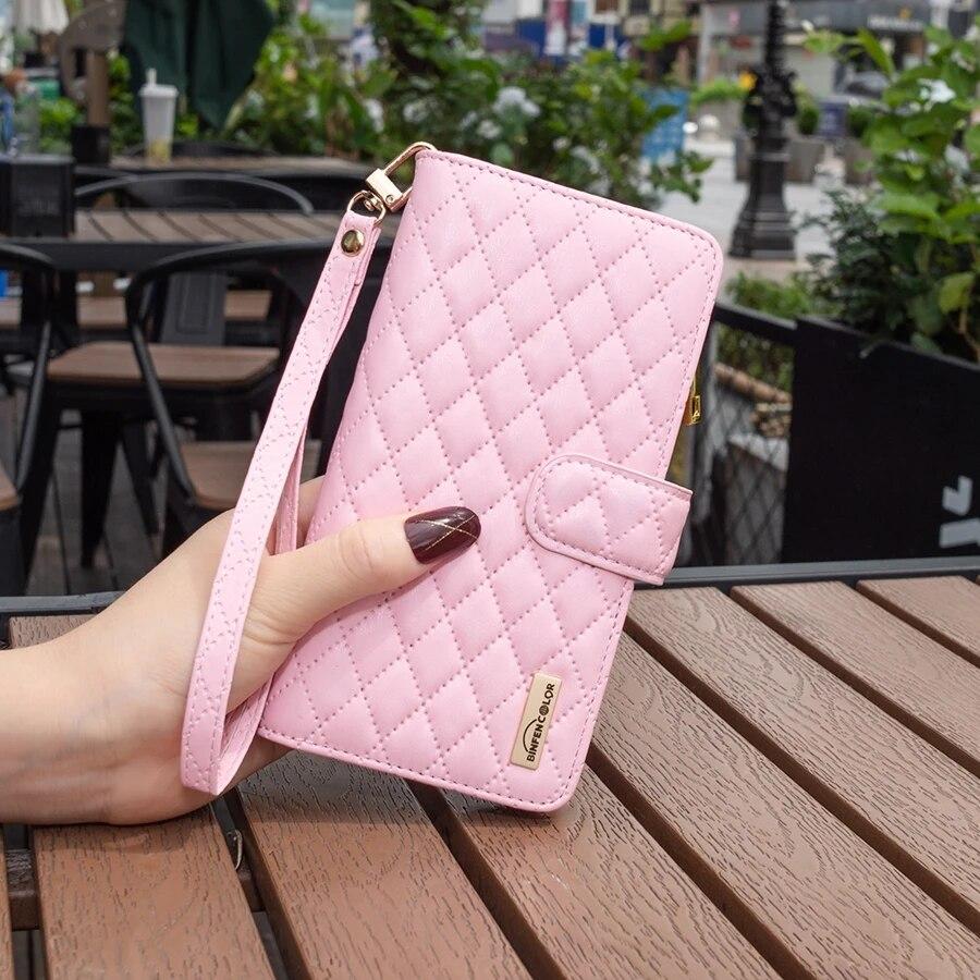 Wallet Small Fragrance Flip Zipper Leather Case For Samsung Galaxy Z Fold5 Z Fold4 Z Fold3 5G Magnetic Flip Cover