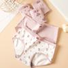 5 Pcs Mid-waist Women's Panties with Bowknot Cute Sweet Girly Briefs Cotton Crotch Student Panties