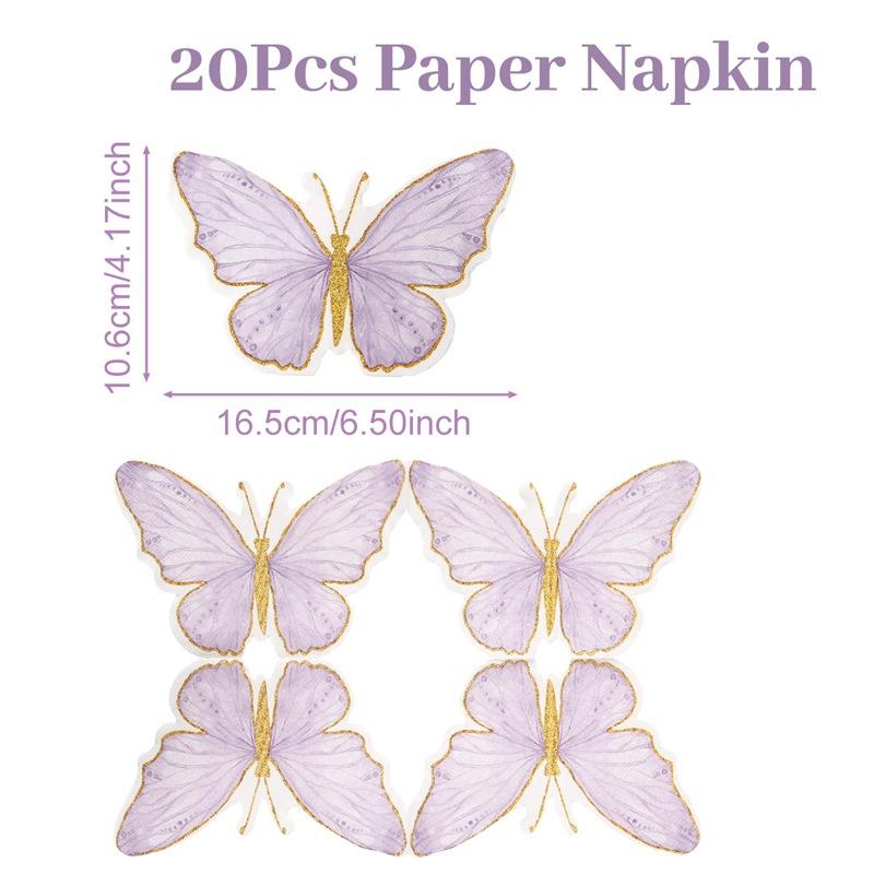 Салфетки для вечеринки с бабочками, Декор на день рождения, Бумажные салфетки с принтом, Оформление атмосферы ресторана, Одноразовые формованные салфетки