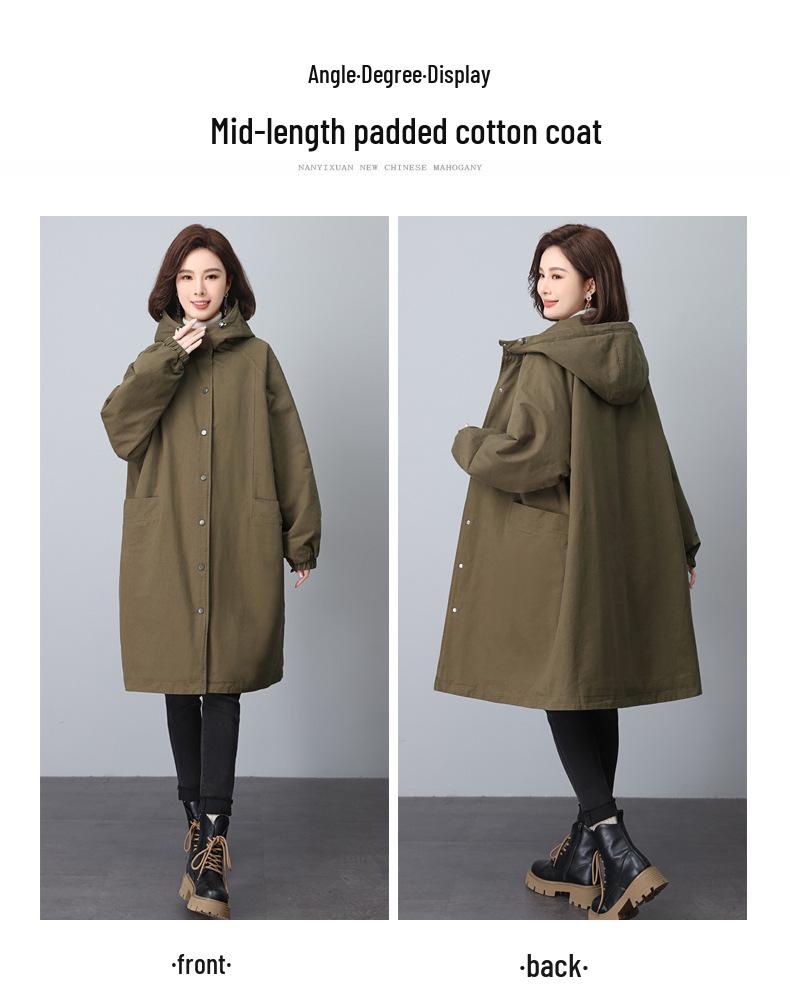 Parker Women's Mid-Length Hooded Cotton Coat - 2024 Winter Collection