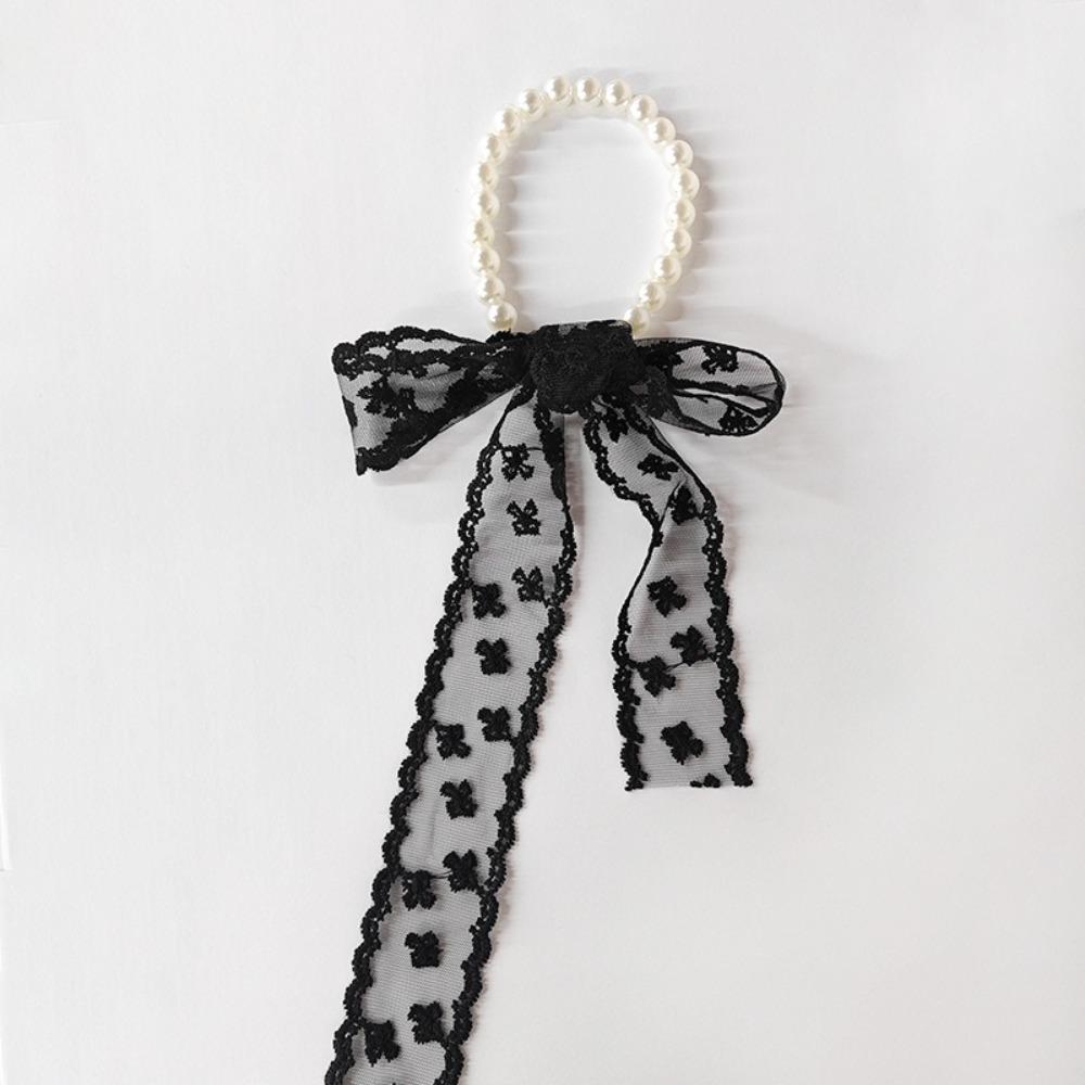 Korean Style Lace Scarves Lace Up Ribbons Necklaces Fashion Pearl Choker  Girl