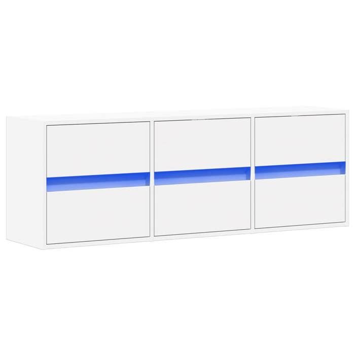 VidaXL Wall-mounted TV Cabinet with LED Lights White 130x31x35 Cm, Wall-mounted TV Stand, Floating TV Unit, TV Stand 852299