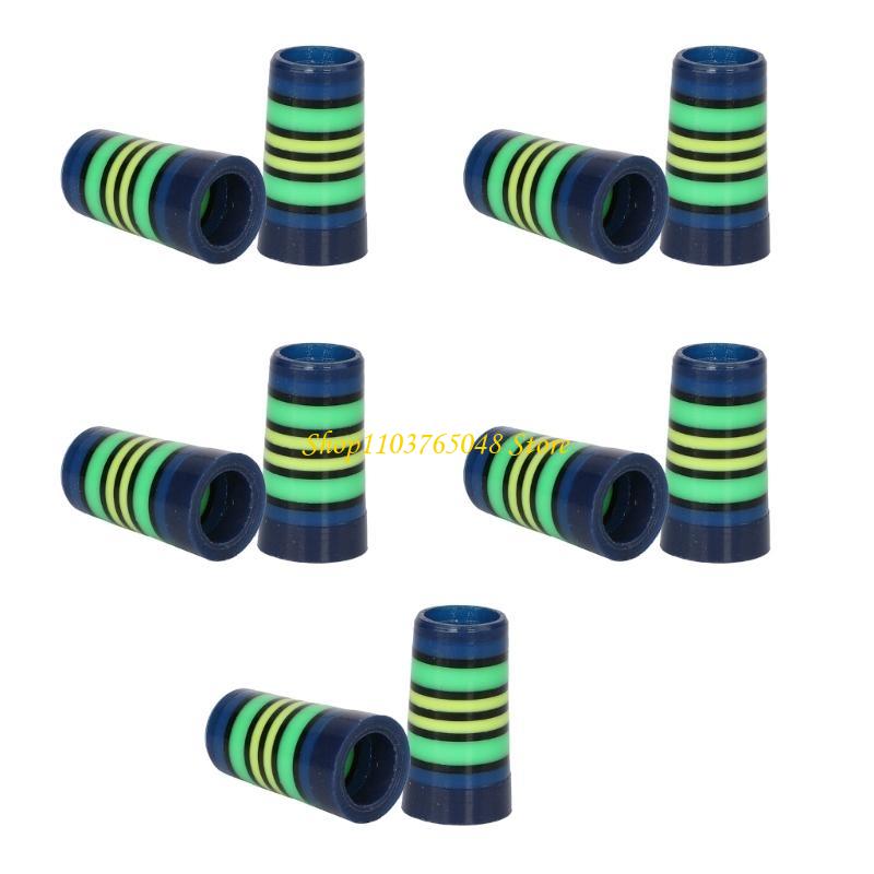 10Pcs Golfing Tapered Ferrules Fit 0.35Inch 0.37Inch Tapered and Parallel Shafts Colorful Striped Golfing Iron Ferrules