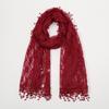 Summer new solid color floral fringed shawl, women's fashion thin plum blossom with lace long towel