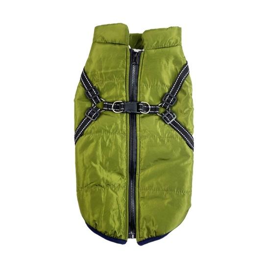 Casaco de inverno para cachorro, jaqueta de neve à prova de vento para cachorro, roupa térmica quente para animais de estimação com arnês, roupa para caminhada em clima frio para cachorro