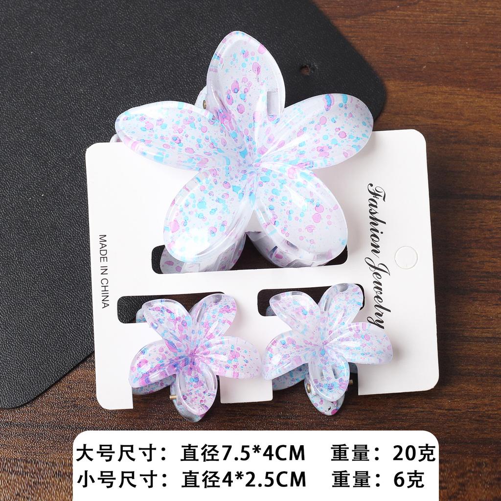 2025 New Egg Flower Grab Clip Retro Color Flower Hair Claw Clip Lady Side Grab Half Grab Back Head Shark