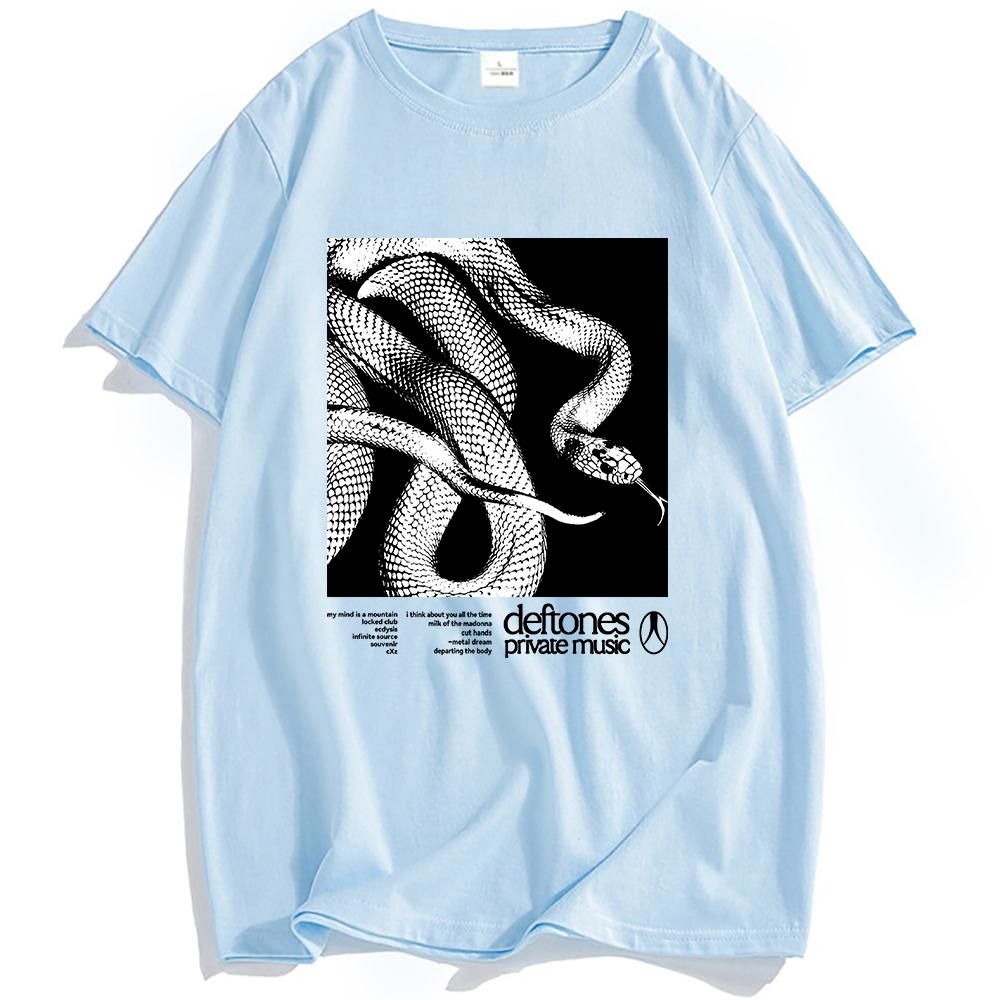 Soukromý hudební seznam skladeb Trička Deftones Rocková kapela Potisk Tričko Bavlna Volné Krátký rukáv Tričko Ženy Muži Unisex Streetwear