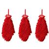 3Pcs Cartoon Red Chenille Hand Towel Hanging Soft Towels for Kitchen Bathroom Quick Dry Handkerchief Home Cleaning Towel