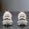 Boutique Small White Dragon Purple Clay Tea Pet Creative Lucky Model Figurine Household Tea Statue Ceremony Teaware Gift