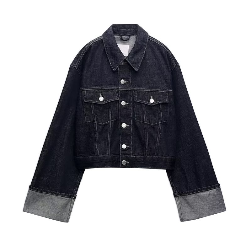 Fall and Winter New Arrival Curling Trousers Jeans 6045205 Lapel Long Sleeves Denim Jacket Coat 6045206