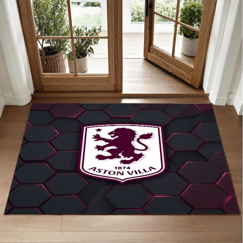 Aston Villa Futbol Tasarımlı Kristal Kadife Halı Yatak Odası Girişi İçin Yumuşak Dekoratif Mat