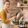 Pan Lid Holder with Removable Drip Tray Space Saving Kitchen Organizer Cabinet Storage for Stove Countertop, Home Kitchen